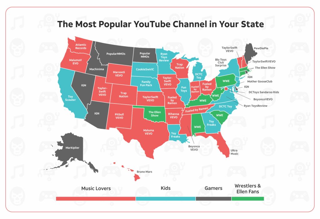 most popular YouTube channel in your state